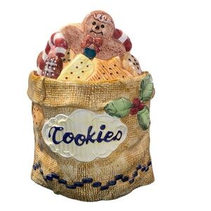 Vintage Jay Import Co. 13” Cookie Jar With Gingerbread Man, Candy Cane, Cookies